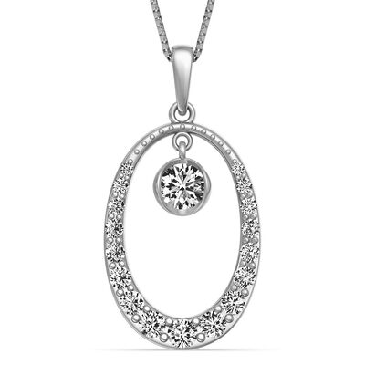 Diamond 1/2ctw. Oval Pendant with Diamond Charm in 14k Yellow Gold